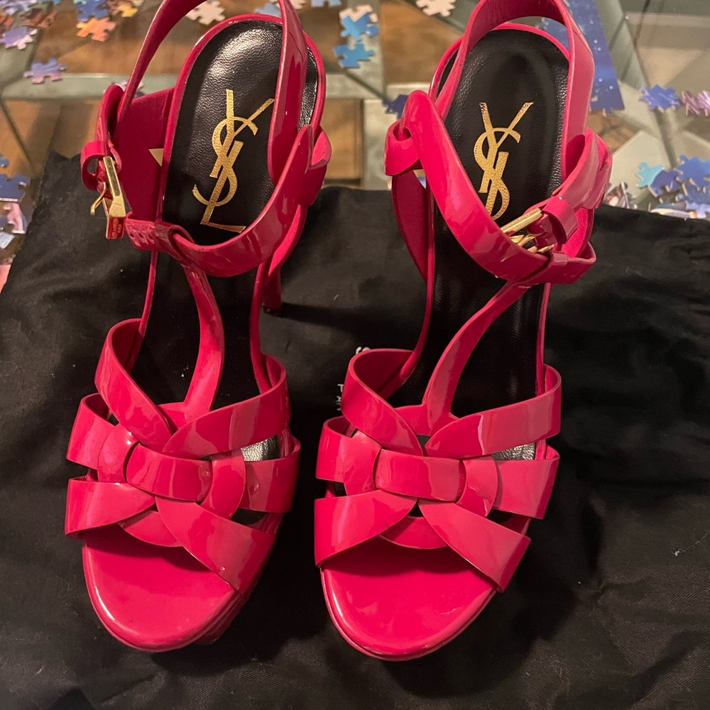 Saint Laurent Women's Red Strappy Heels